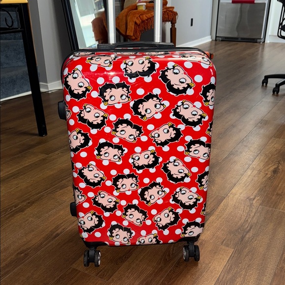Red Polka Betty Boop Cartoon Character Suitcase - Picture 1 of 6